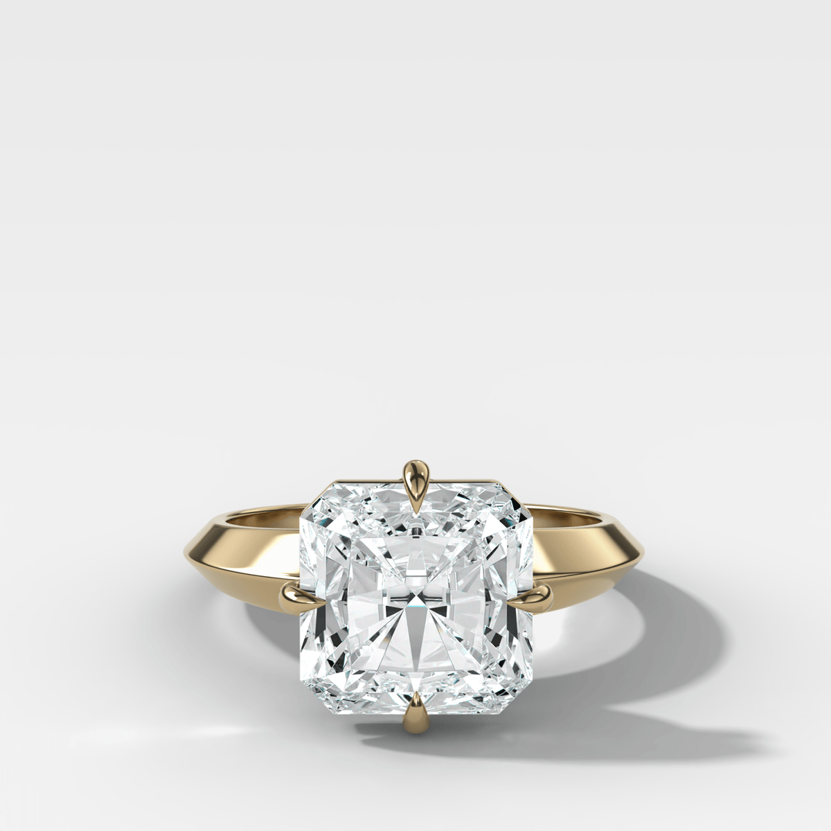 Compass Tapered Butter Knife Finest Solitaire Engagement Ring With an Square Radiant Cut Diamond - GOODSTONE