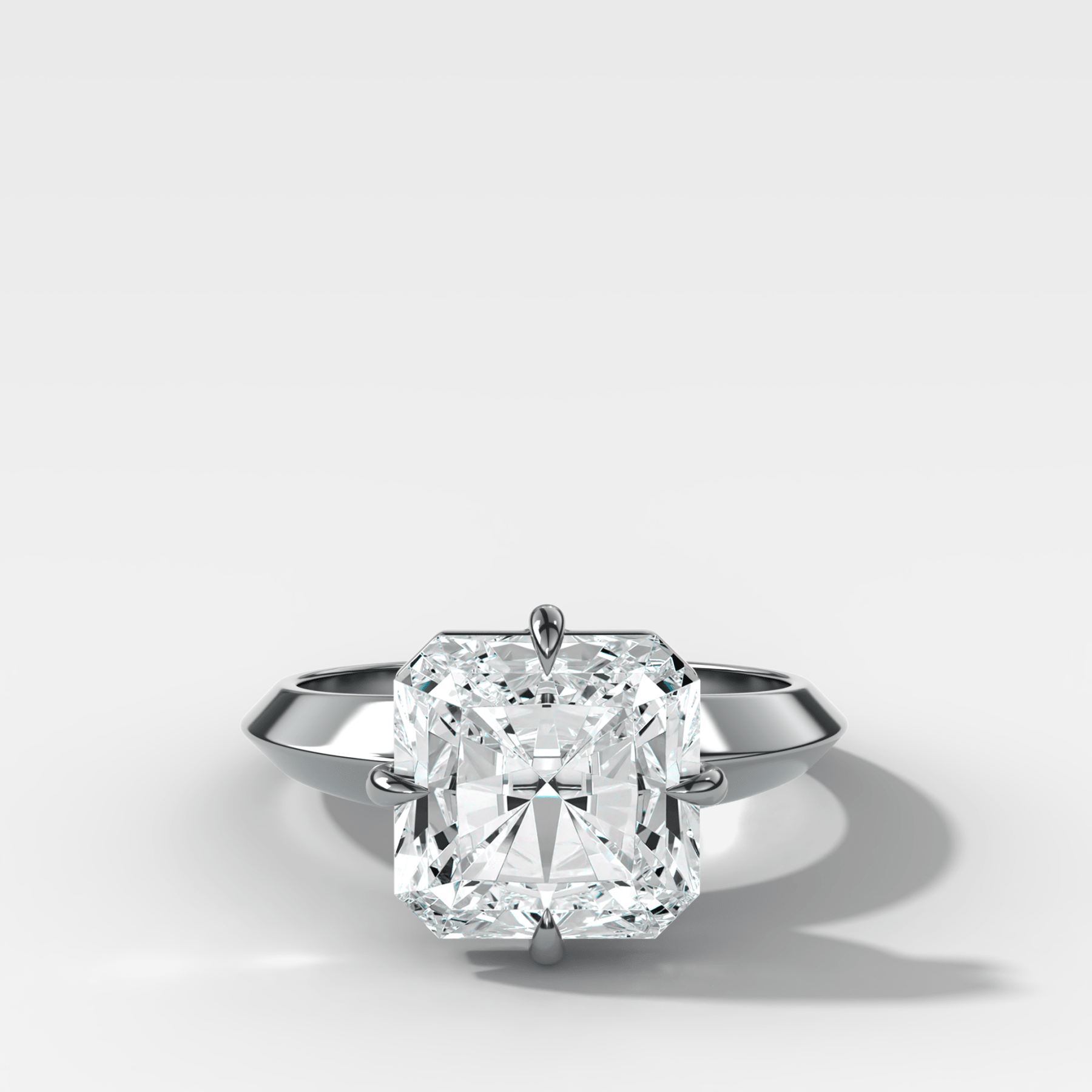 Compass Tapered Butter Knife Finest Solitaire Engagement Ring With an Square Radiant Cut Diamond - GOODSTONE