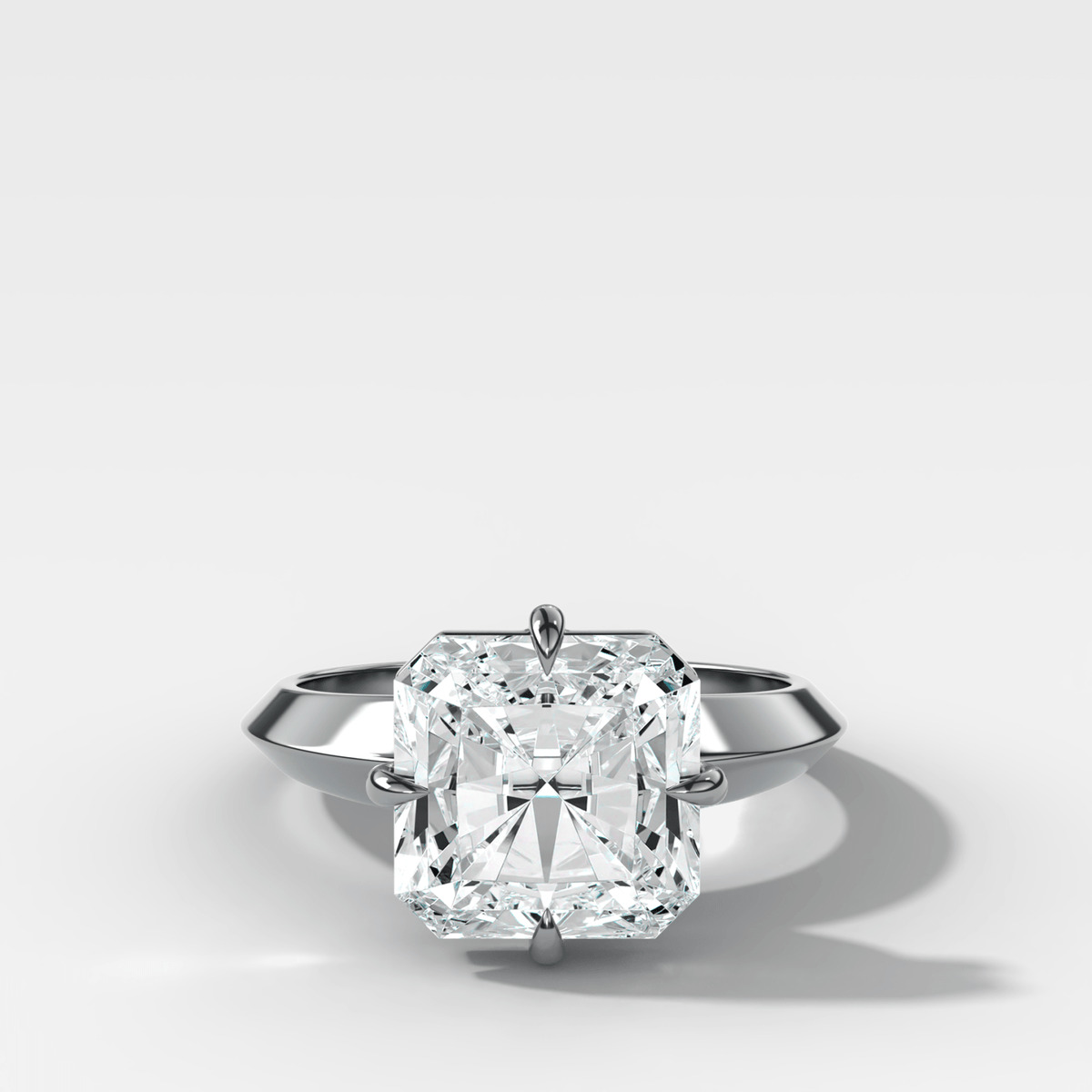Compass Tapered Butter Knife Finest Solitaire Engagement Ring With an Square Radiant Cut Diamond - GOODSTONE