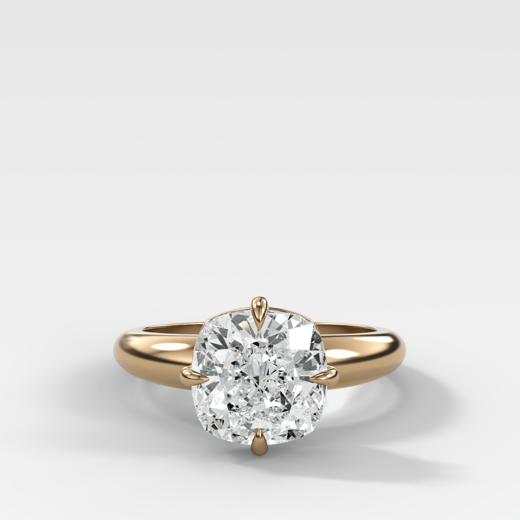 Compass Tapered Dome Engagement Ring With a Cushion Cut Diamond - GOODSTONE