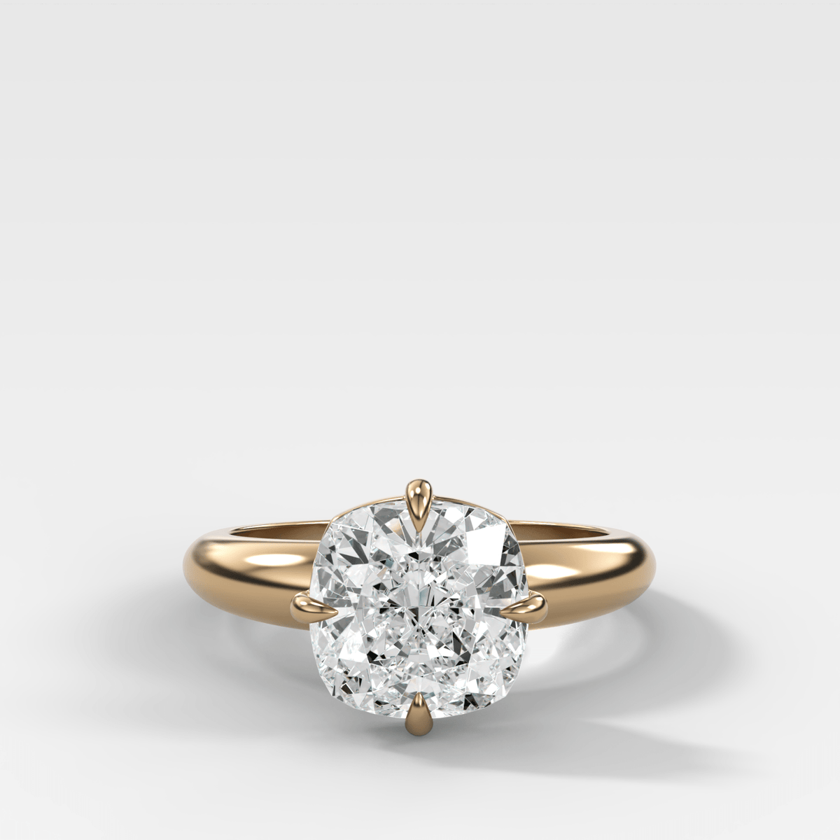 Compass Tapered Dome Engagement Ring With a Cushion Cut Diamond - GOODSTONE