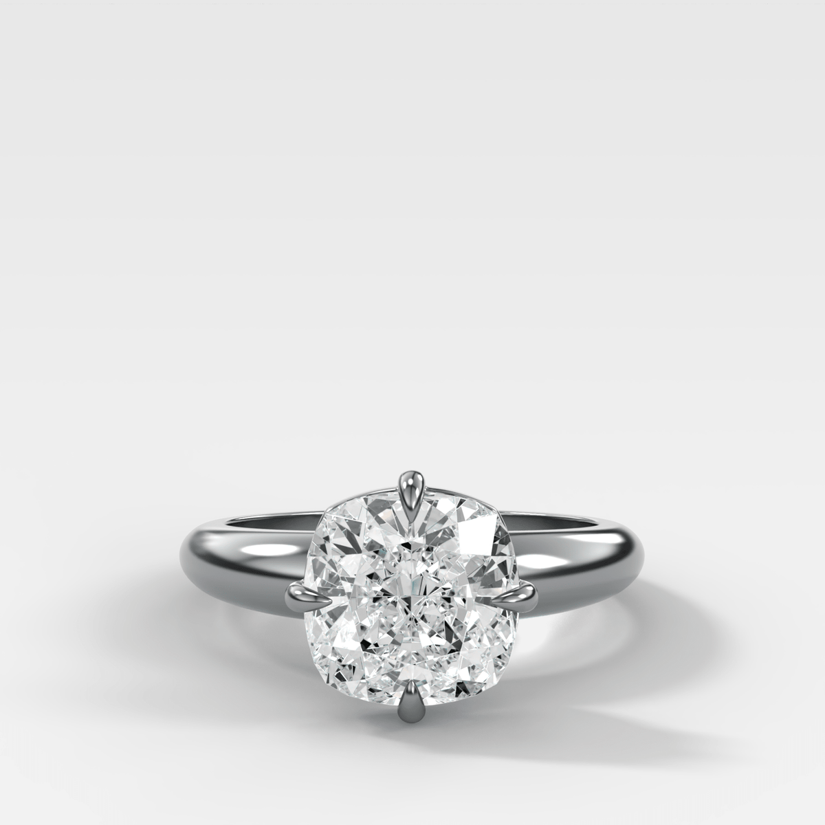 Compass Tapered Dome Engagement Ring With a Cushion Cut Diamond - GOODSTONE