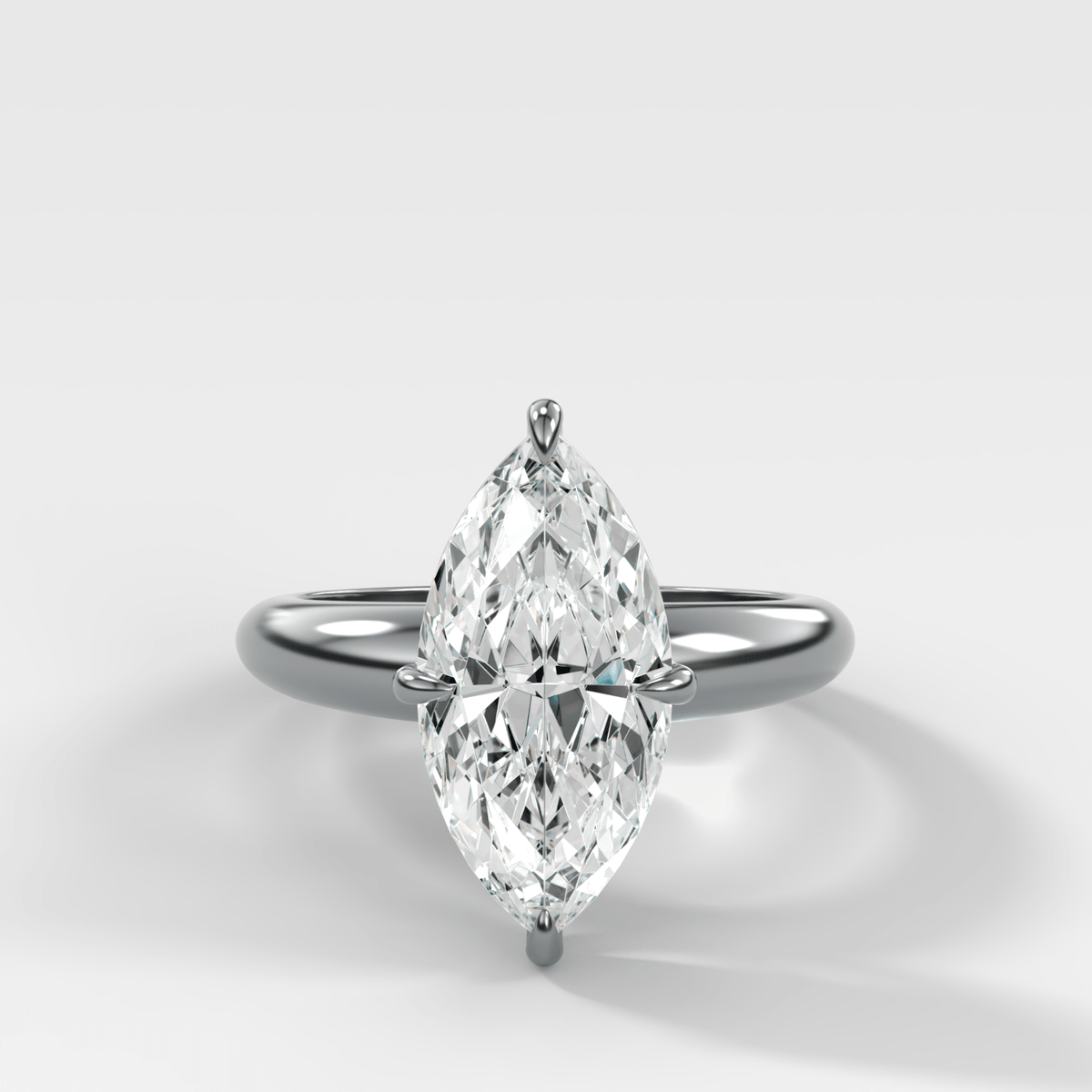 Compass Tapered Dome Engagement Ring With a Marquise Diamond - GOODSTONE