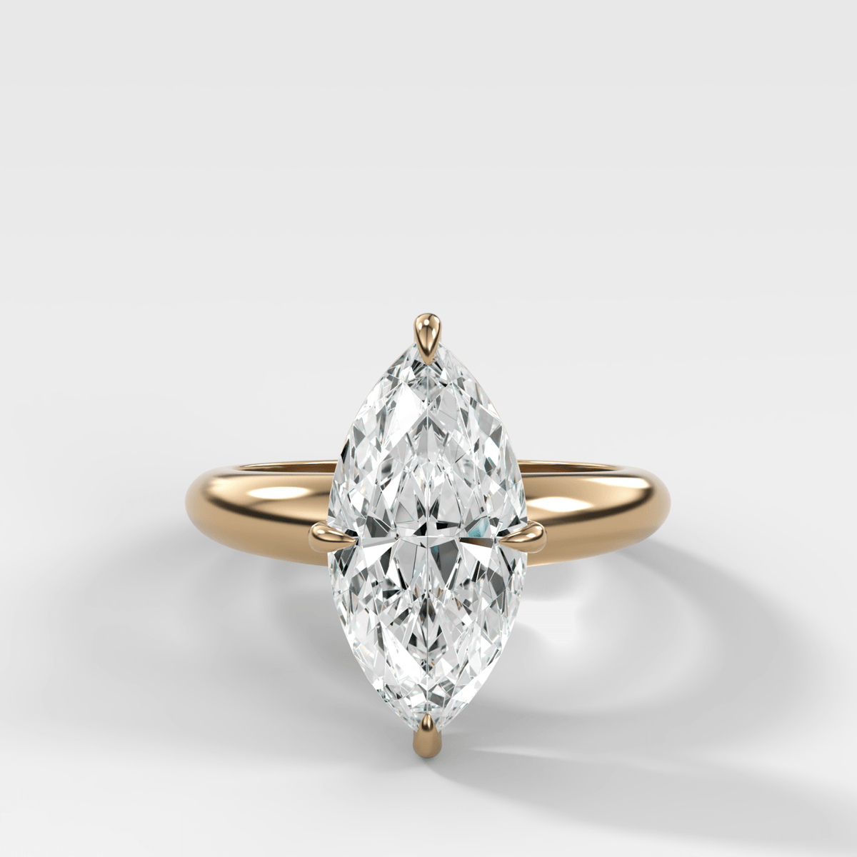 Compass Tapered Dome Engagement Ring With a Marquise Diamond - GOODSTONE
