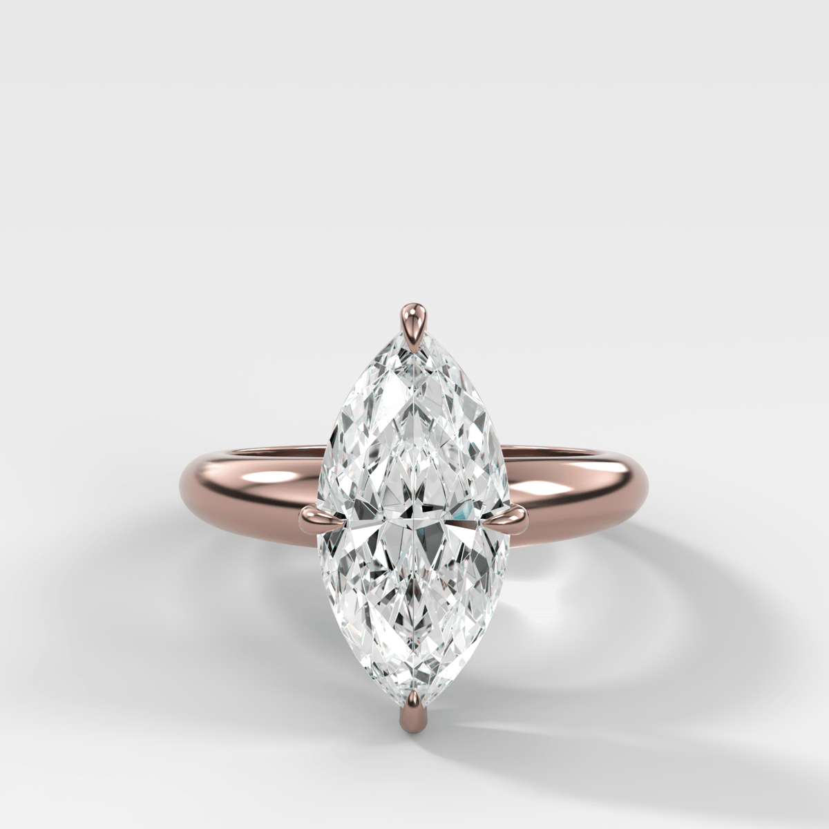 Compass Tapered Dome Engagement Ring With a Marquise Diamond - GOODSTONE