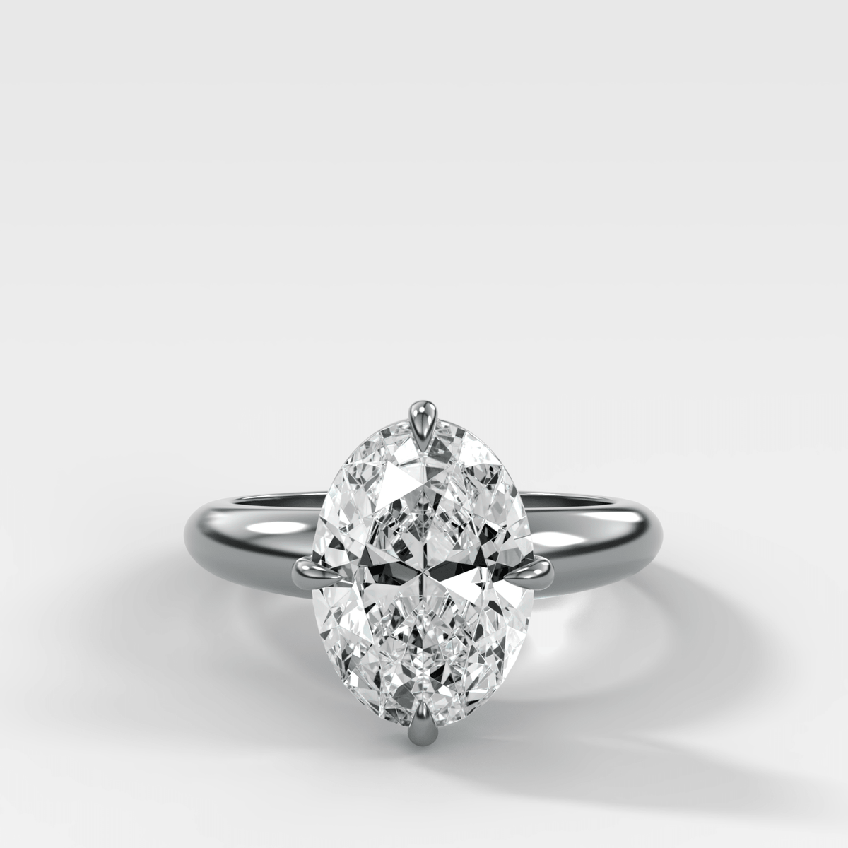 Compass Tapered Dome Engagement Ring With a Oval Diamond - GOODSTONE