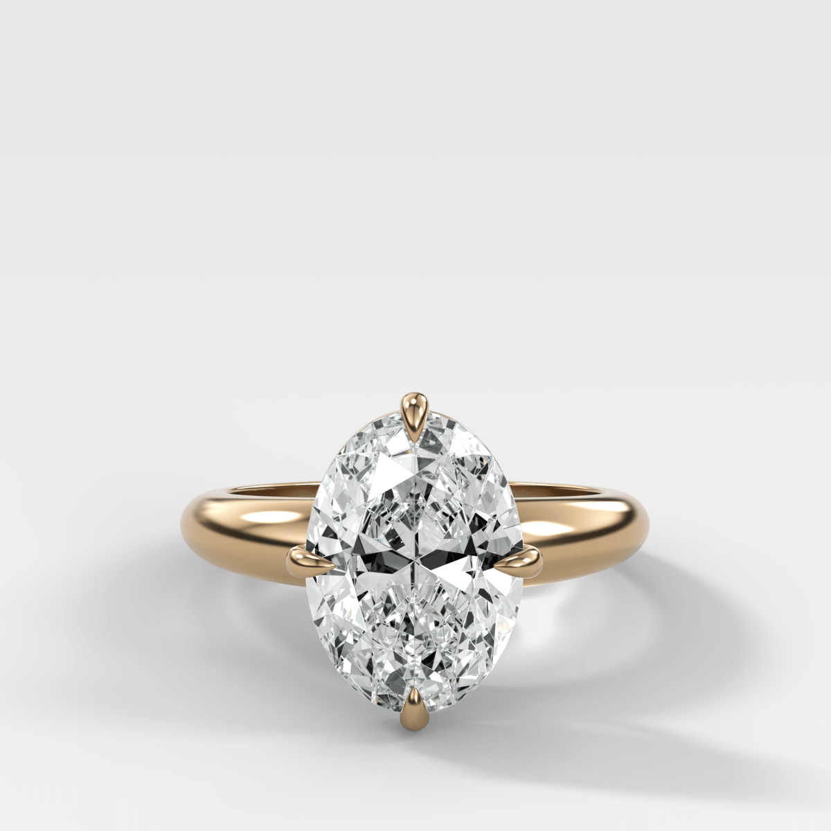 Compass Tapered Dome Engagement Ring With a Oval Diamond - GOODSTONE