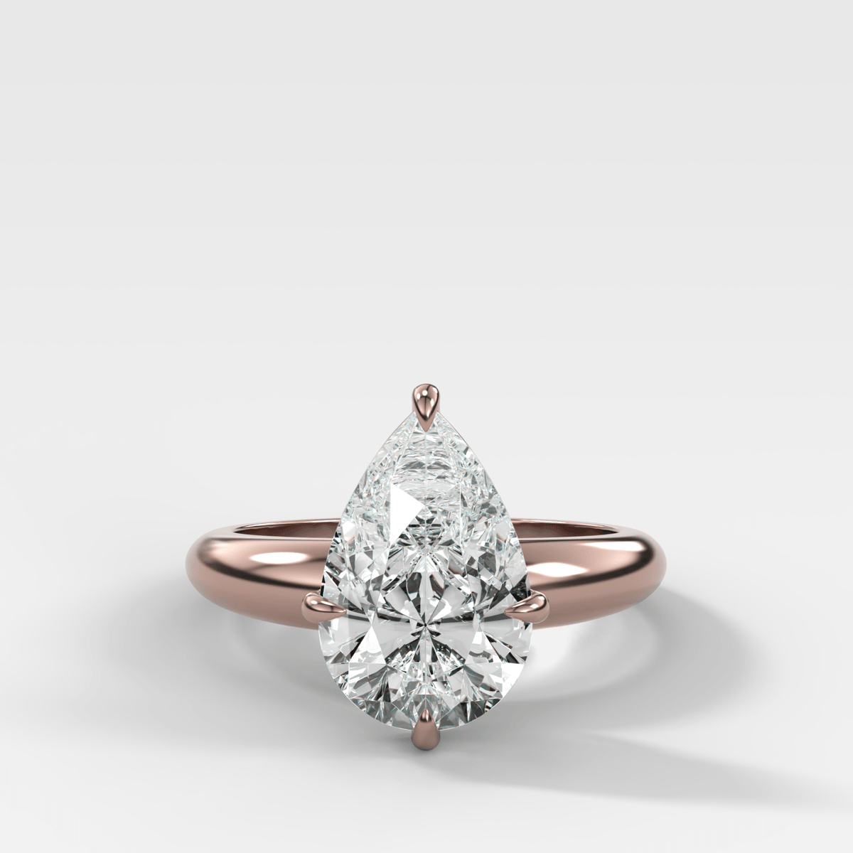 Compass Tapered Dome Engagement Ring With a Pear Diamond - GOODSTONE