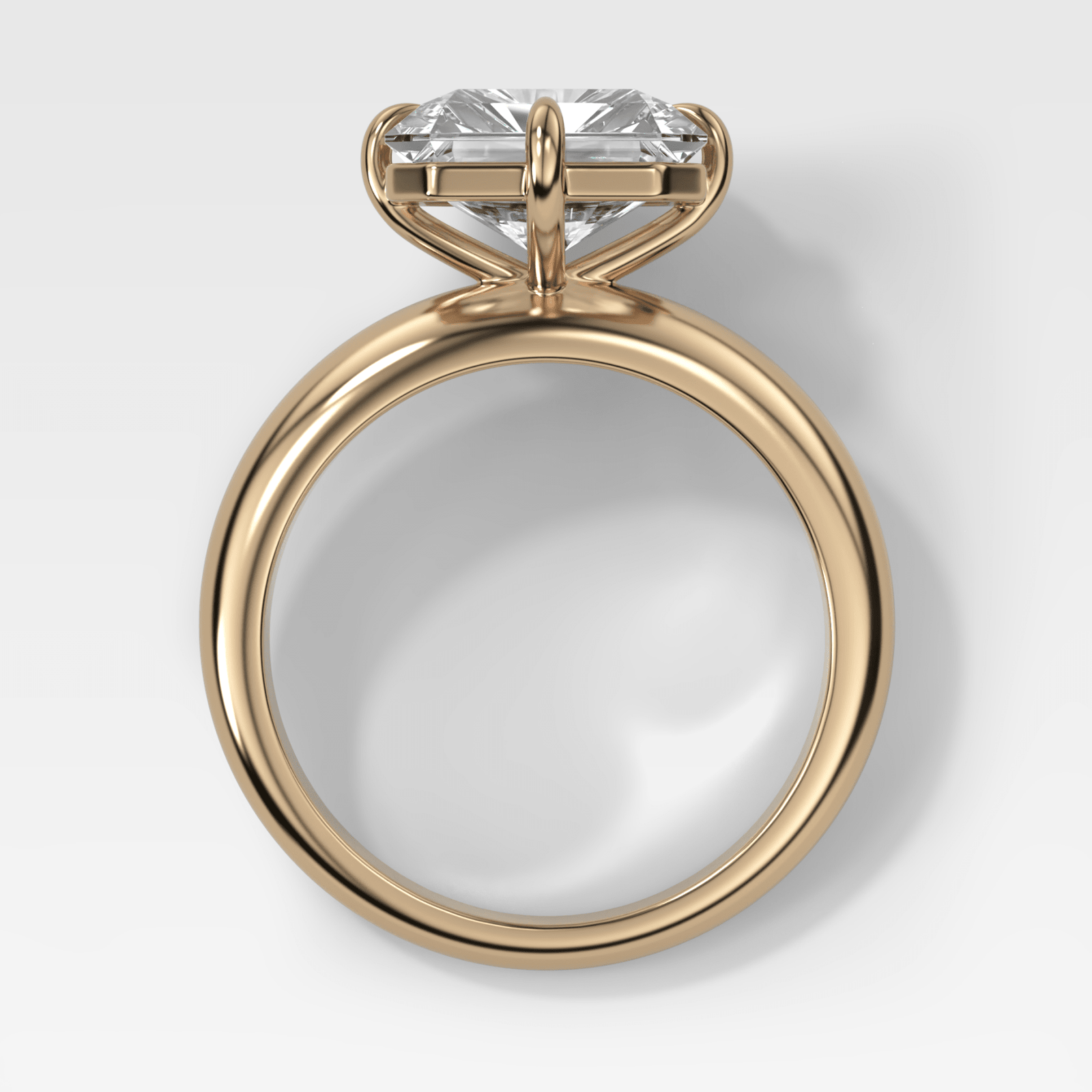 Compass Tapered Dome Engagement Ring With a Square Radiant Diamond - GOODSTONE