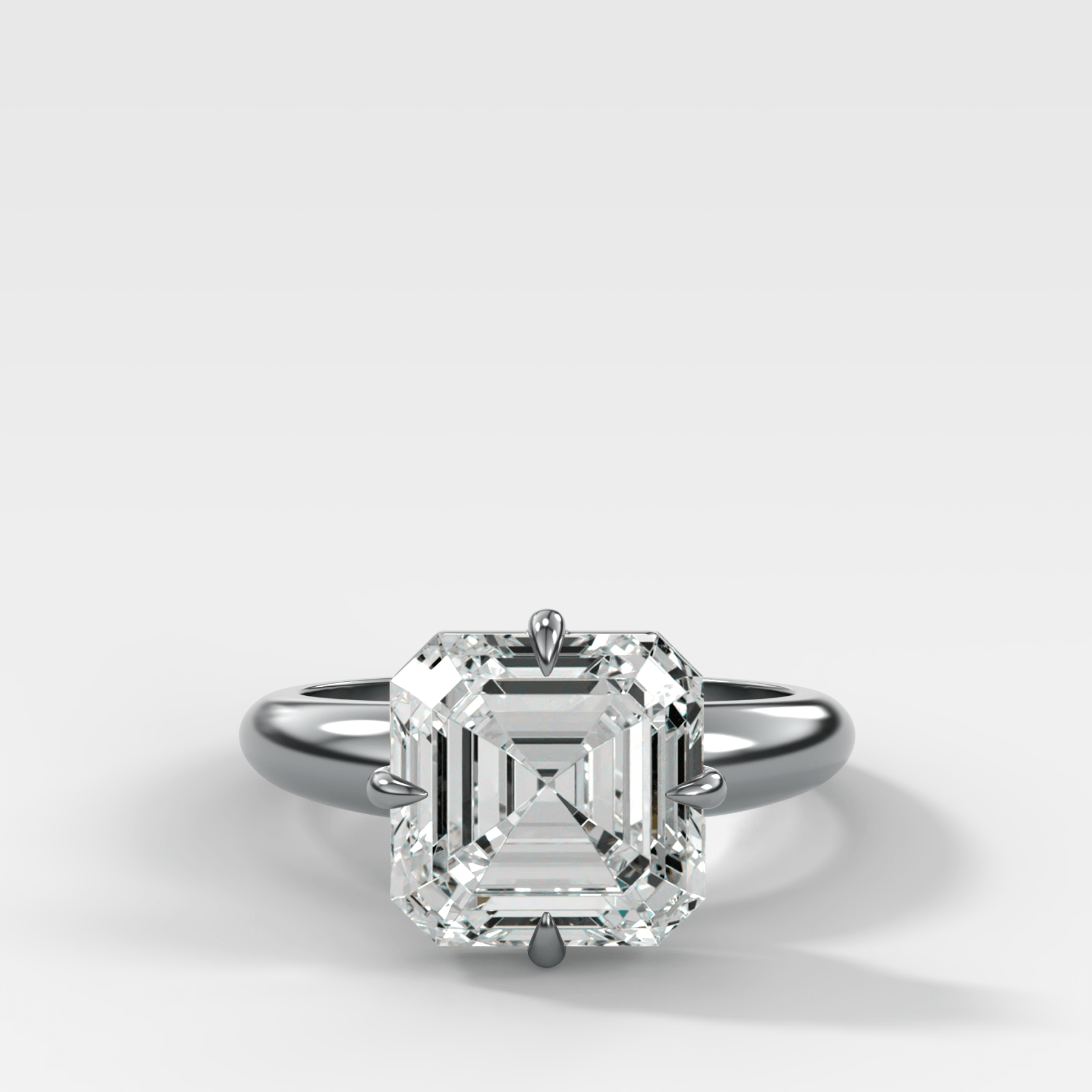 Compass Tapered Dome Engagement Ring With an Asscher Diamond - GOODSTONE