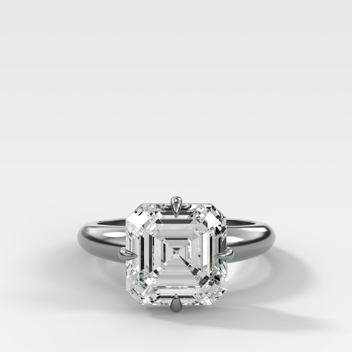 Compass Tapered Dome Engagement Ring With an Asscher Diamond - GOODSTONE