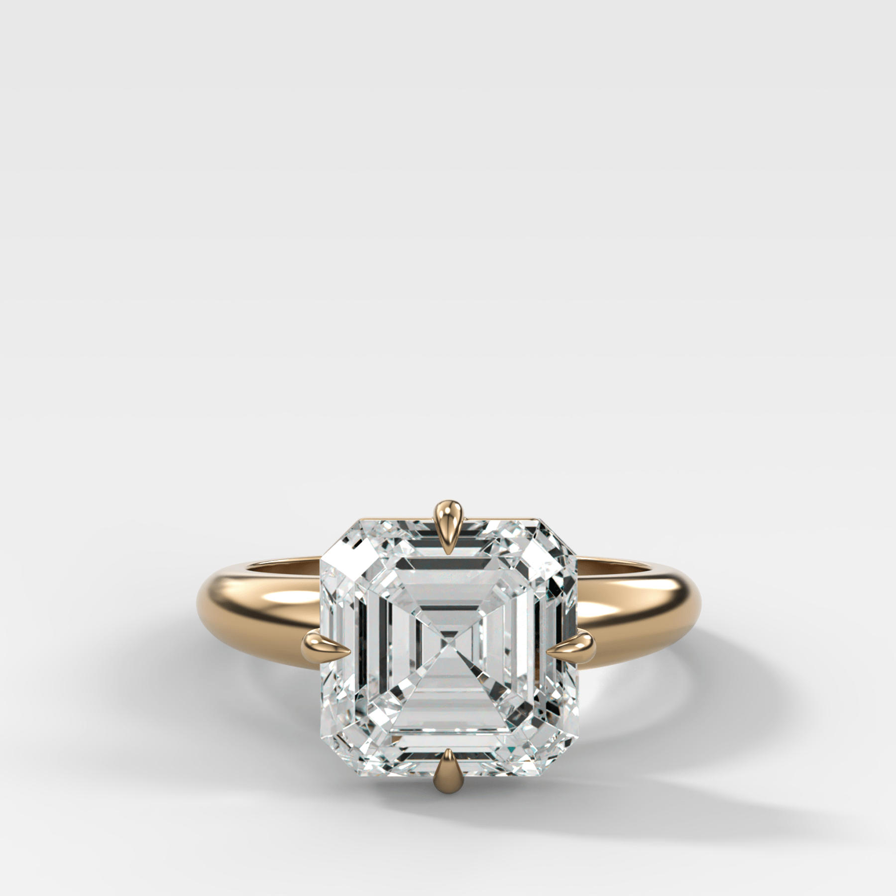 Compass Tapered Dome Engagement Ring With an Asscher Diamond - GOODSTONE