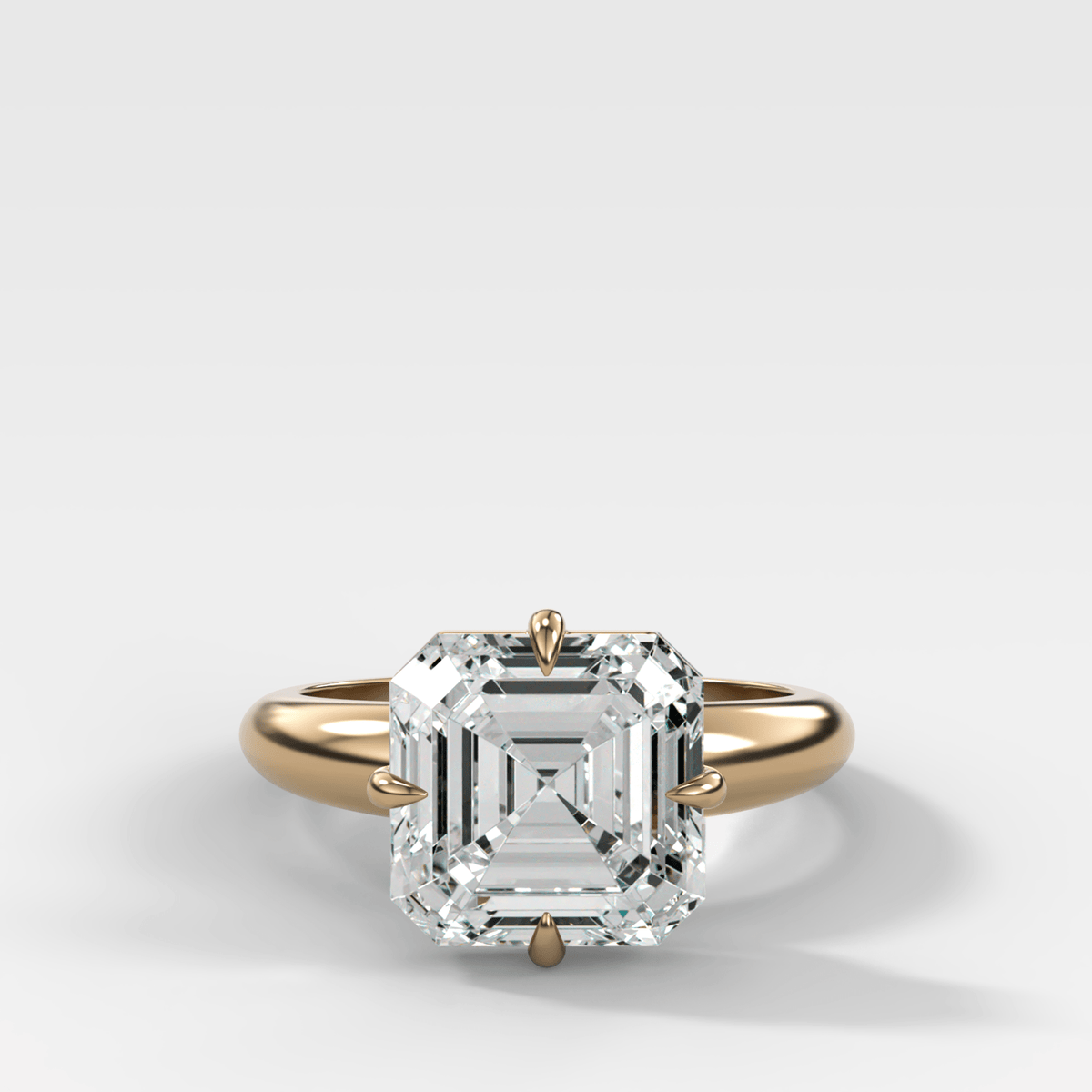 Compass Tapered Dome Engagement Ring With an Asscher Diamond - GOODSTONE