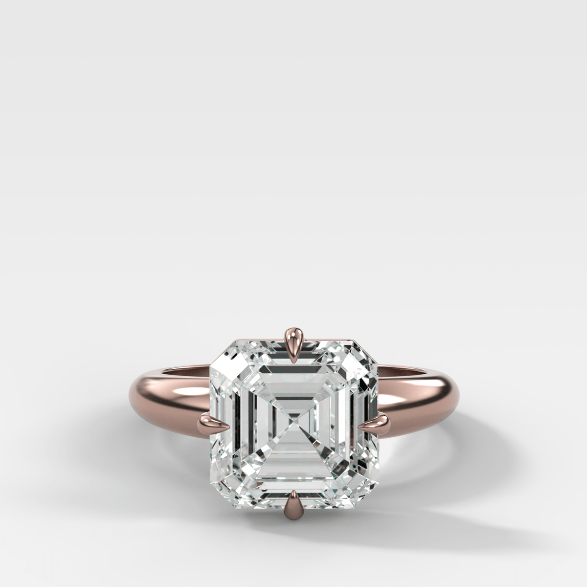 Compass Tapered Dome Engagement Ring With an Asscher Diamond - GOODSTONE