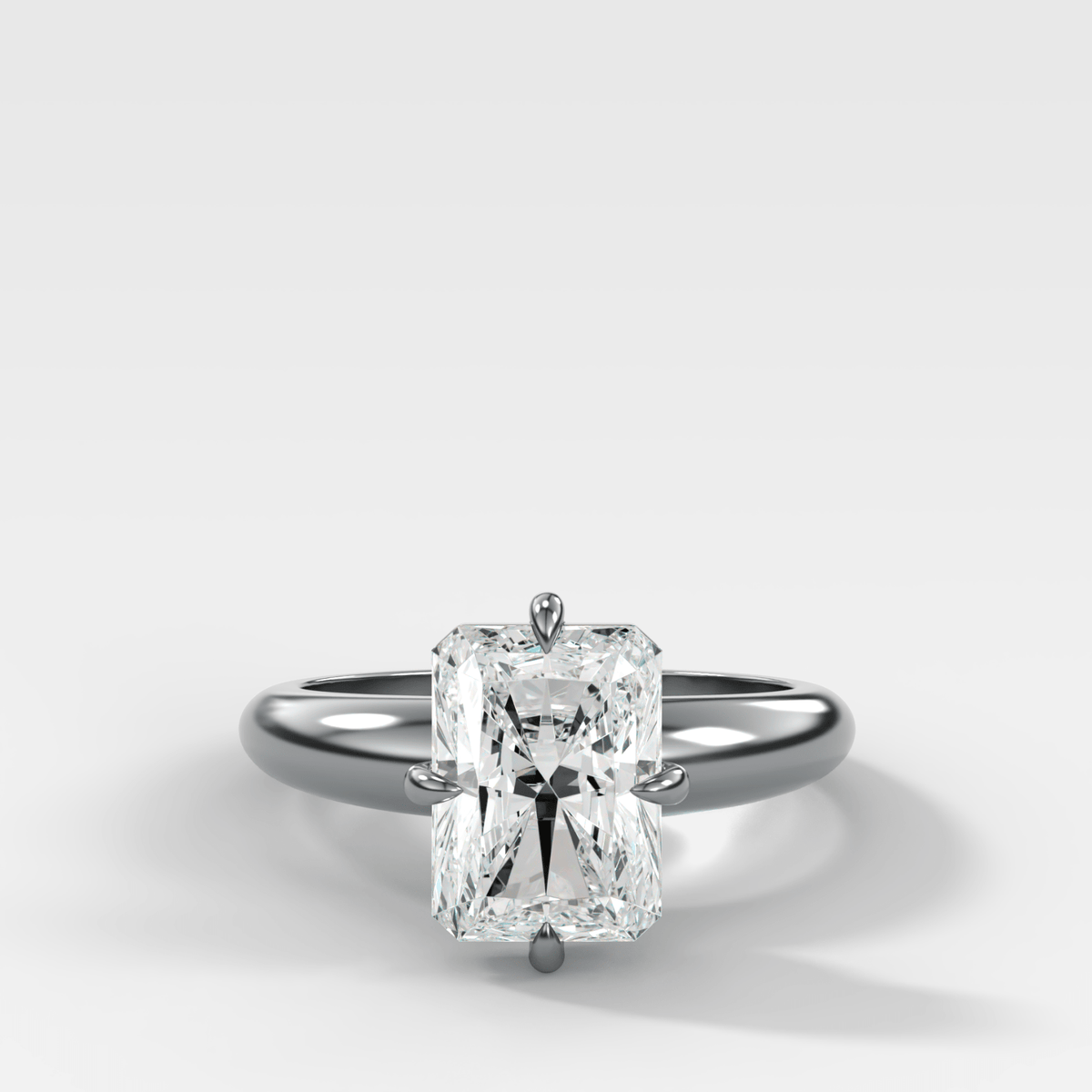 Compass Tapered Dome Engagement Ring With an Elongated Radiant Diamond - GOODSTONE
