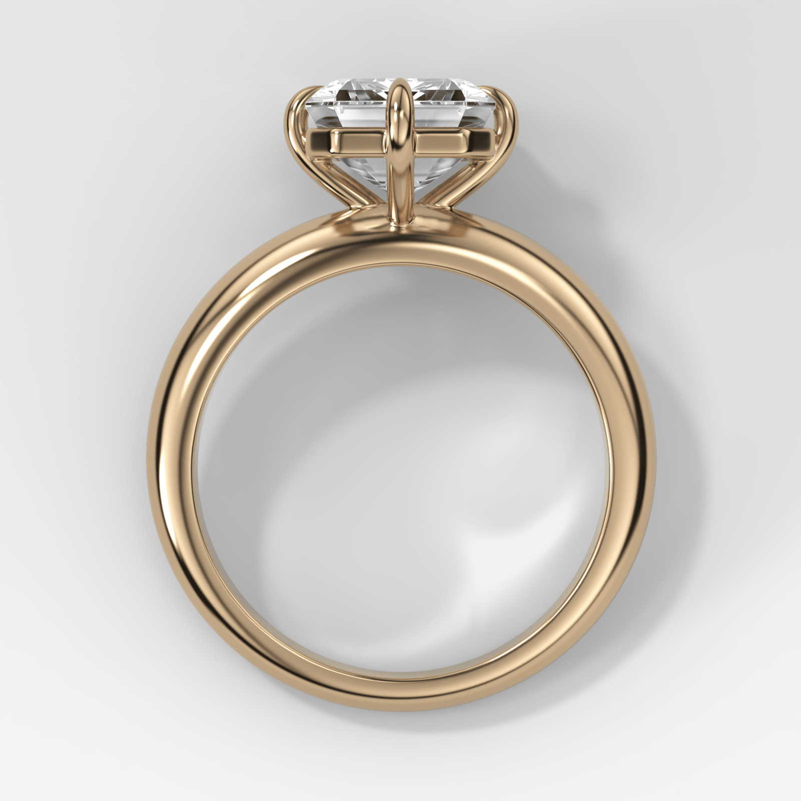 Compass Tapered Dome Engagement Ring With an Emerald Diamond - GOODSTONE