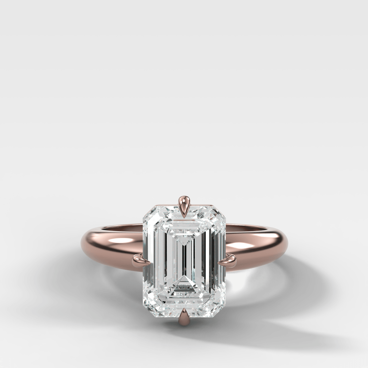 Compass Tapered Dome Engagement Ring With an Emerald Diamond - GOODSTONE
