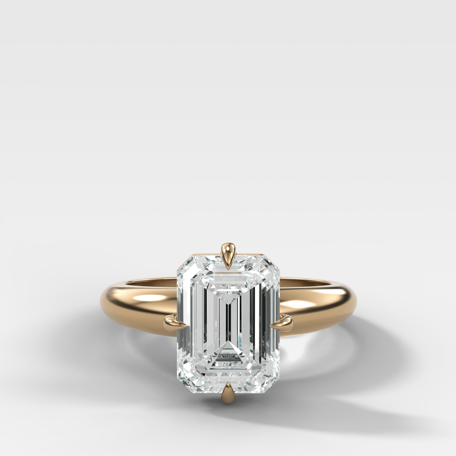 Compass Tapered Dome Engagement Ring With an Emerald Diamond - GOODSTONE
