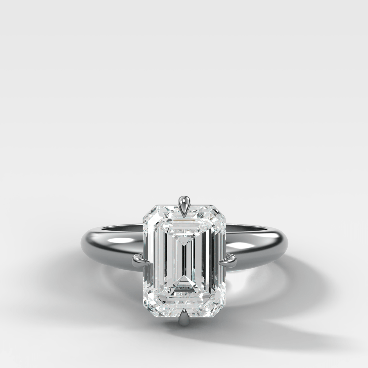 Compass Tapered Dome Engagement Ring With an Emerald Diamond - GOODSTONE