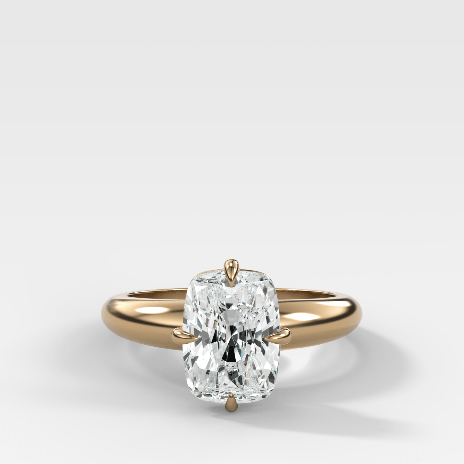 Compass Tapered Dome Engagement Ring With Elongated Cushion Cut Diamond - GOODSTONE