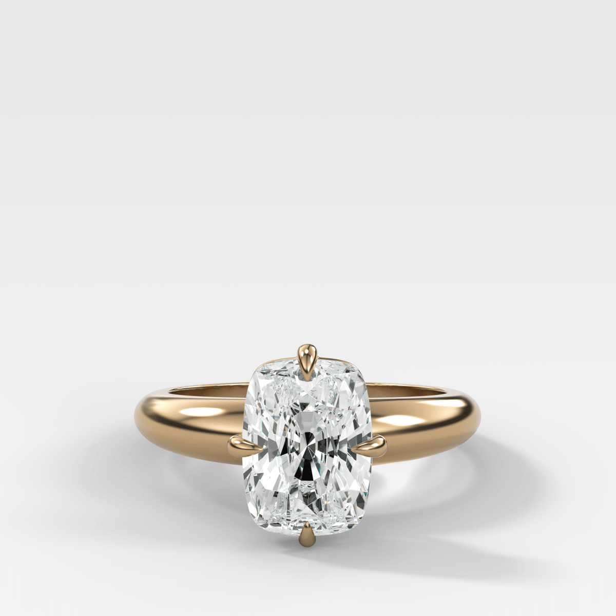 Compass Tapered Dome Engagement Ring With Elongated Cushion Cut Diamond - GOODSTONE