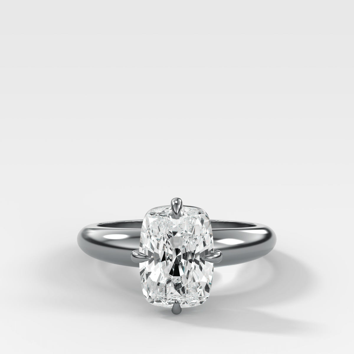 Compass Tapered Dome Engagement Ring With Elongated Cushion Cut Diamond - GOODSTONE