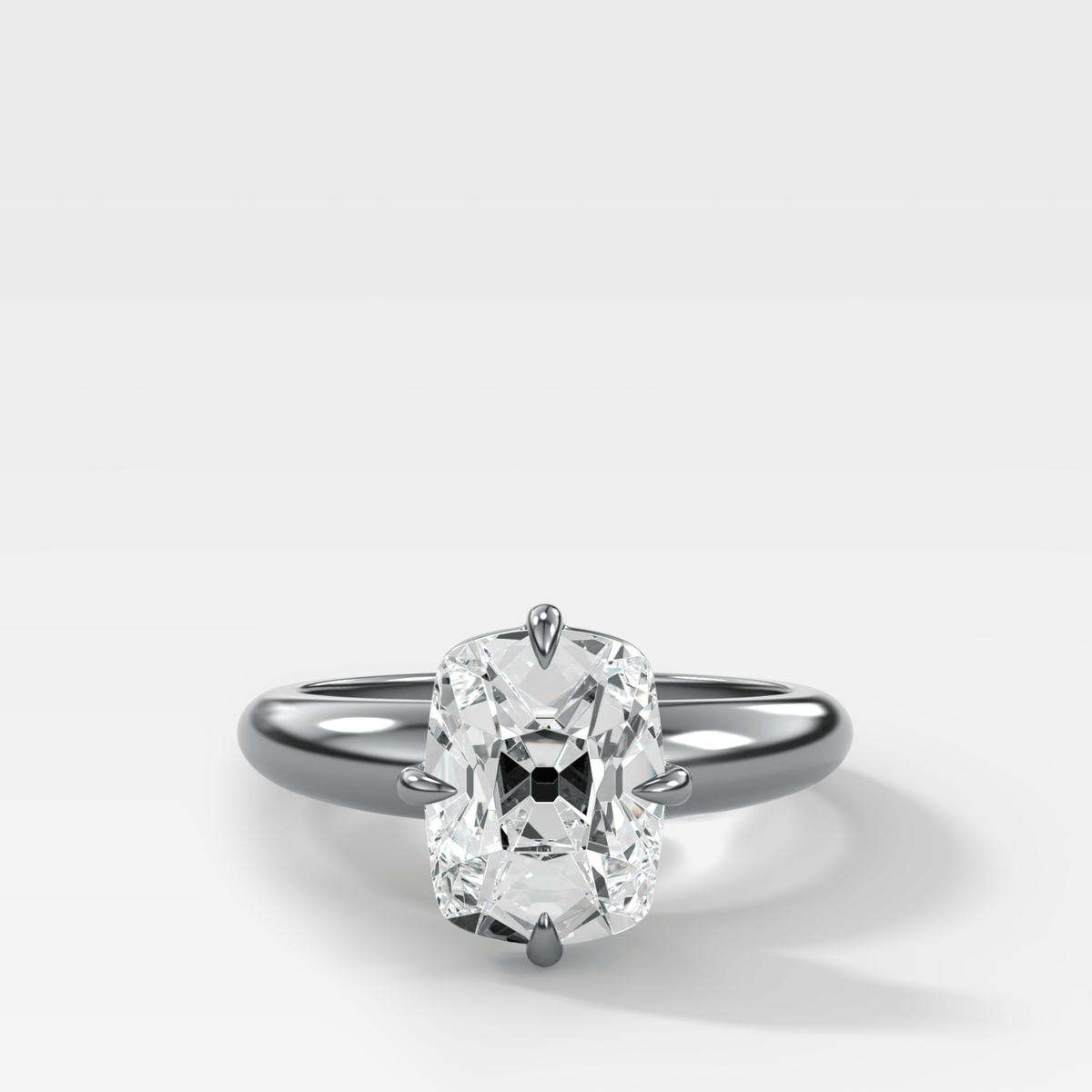 Compass Tapered Dome Engagement Ring With Old Mine Cut Diamond - GOODSTONE