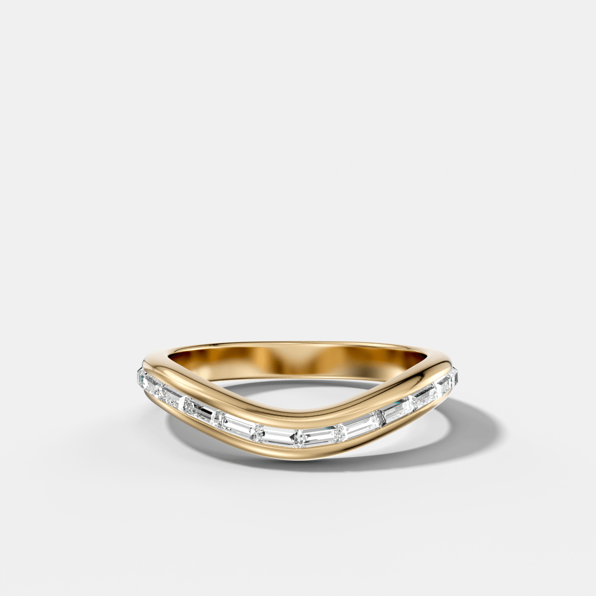 Contoured Channel Set Baguette Wedding Band - GOODSTONE