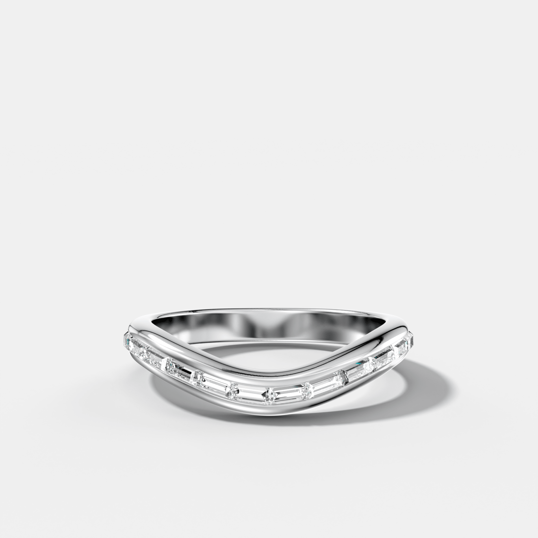 Contoured Channel Set Baguette Wedding Band - GOODSTONE