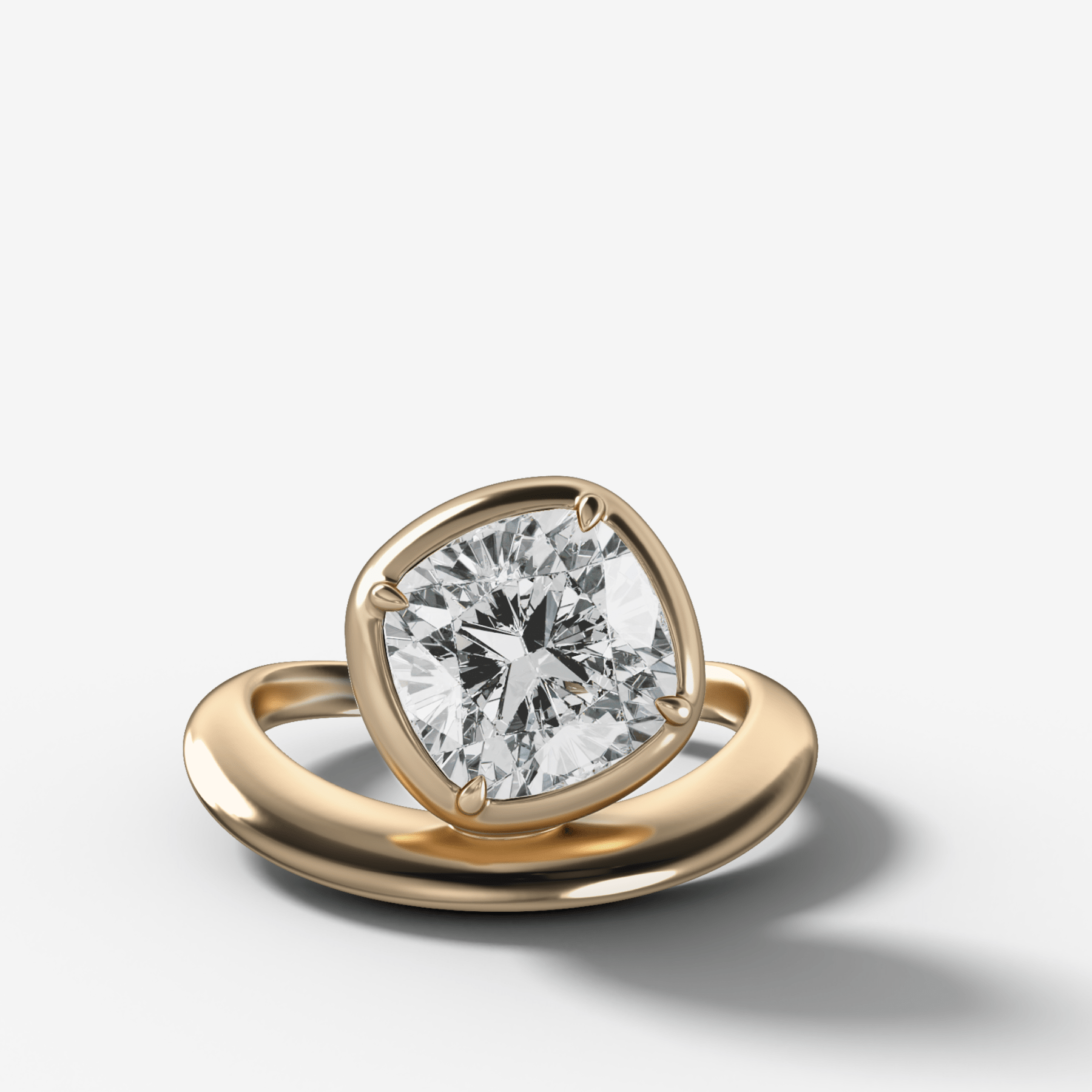 Contoured Club Engagement Ring with a Cushion Cut Diamond - GOODSTONE