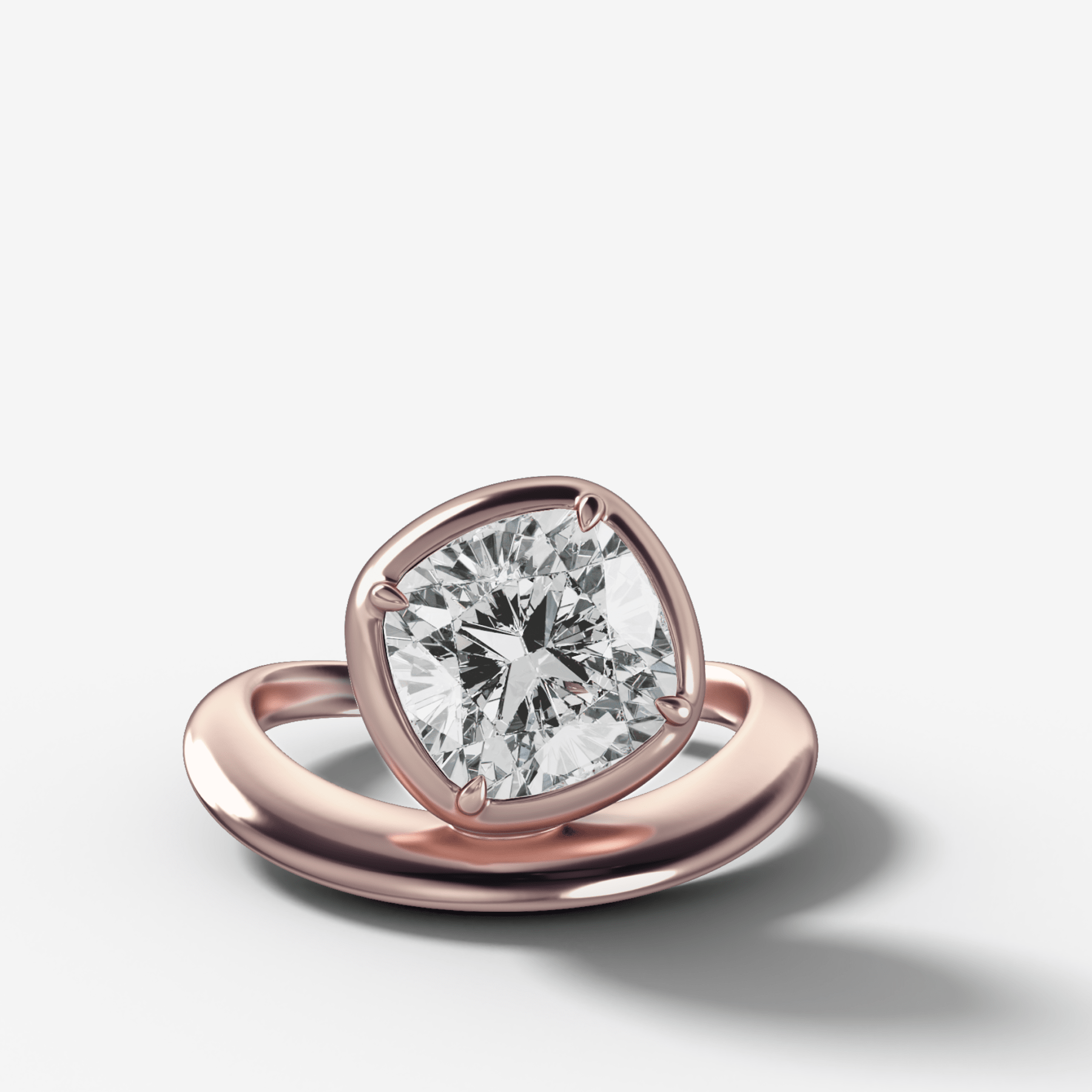 Contoured Club Engagement Ring with a Cushion Cut Diamond - GOODSTONE