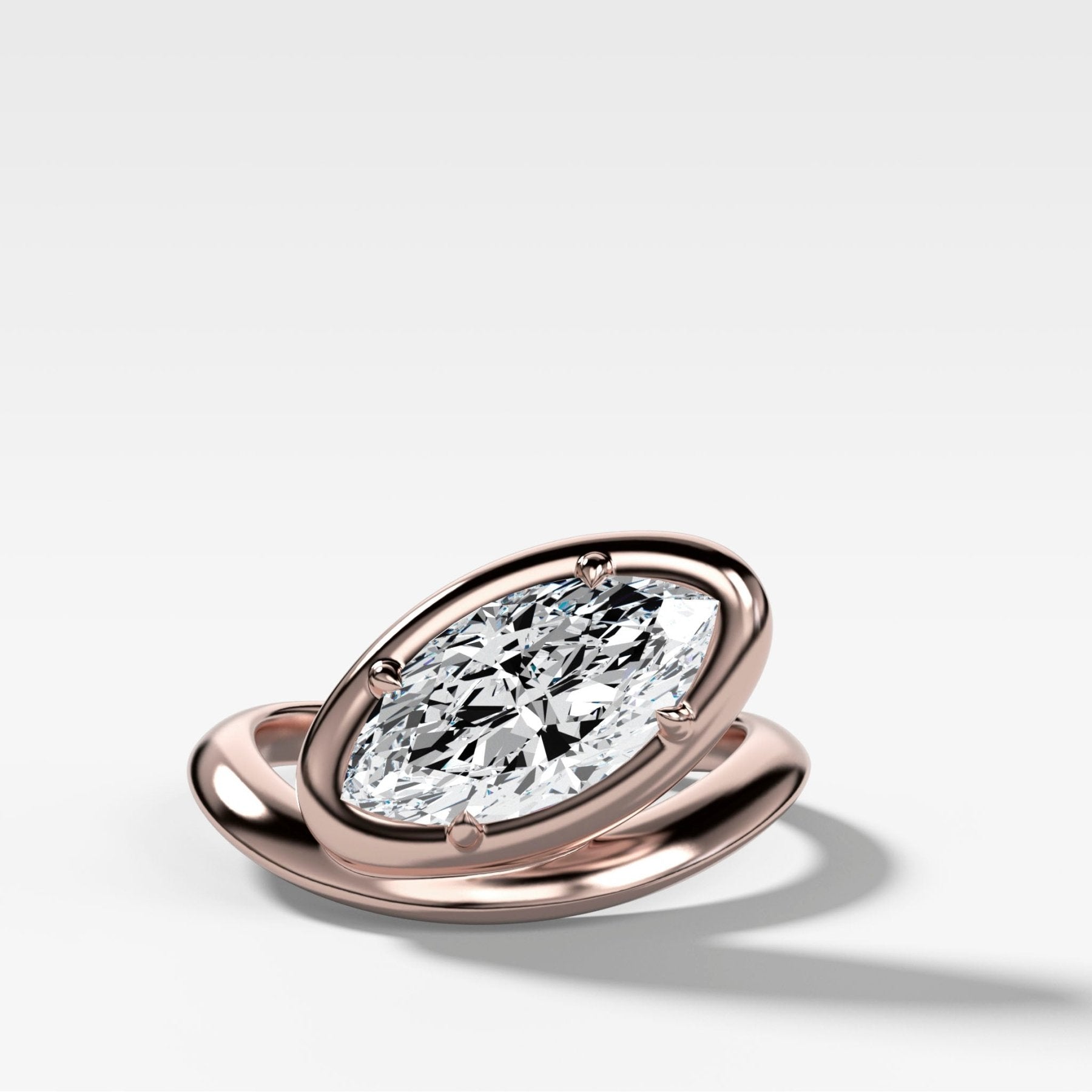 Contoured Club Engagement Ring with a Marquise Cut Diamond - GOODSTONE