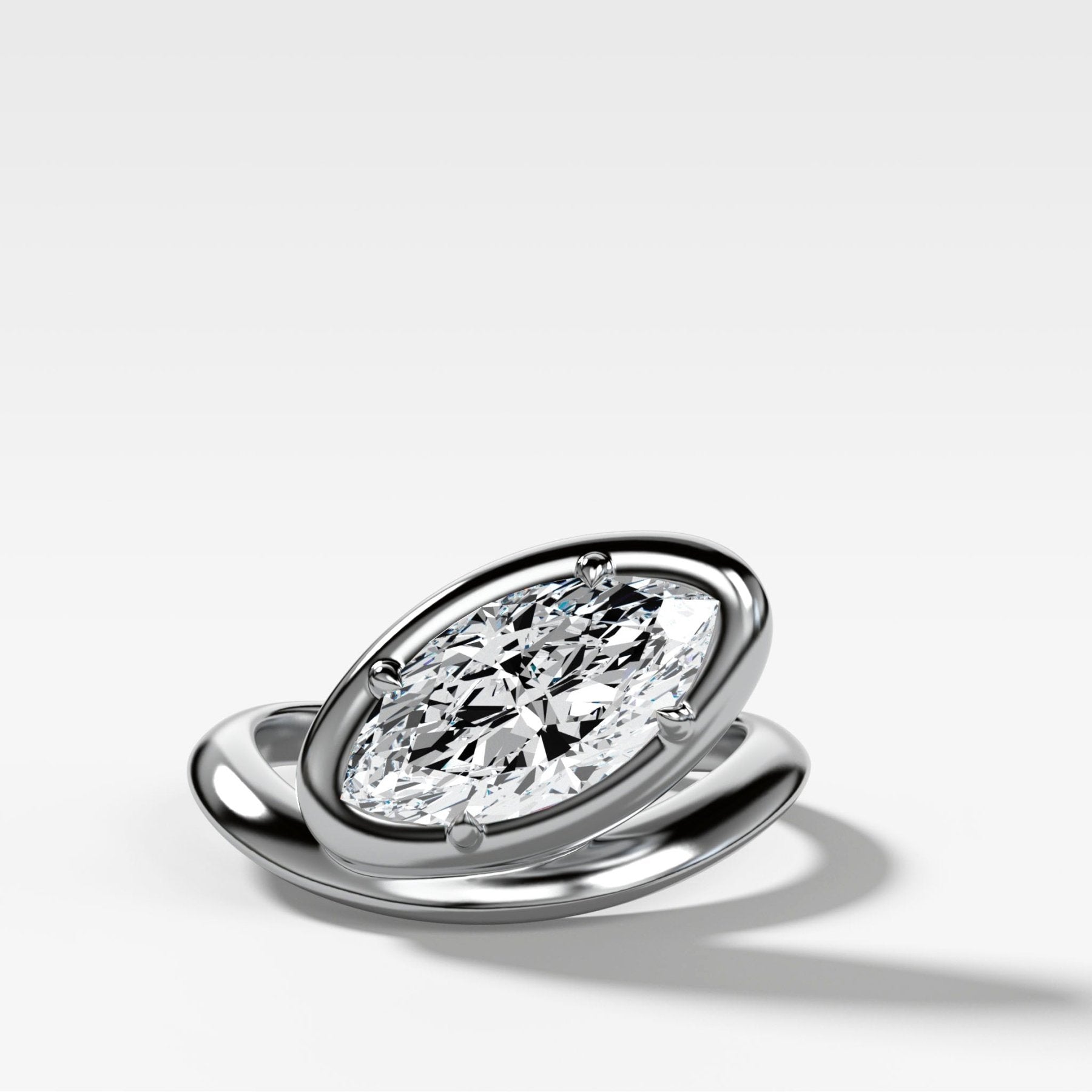 Contoured Club Engagement Ring with a Marquise Cut Diamond - GOODSTONE