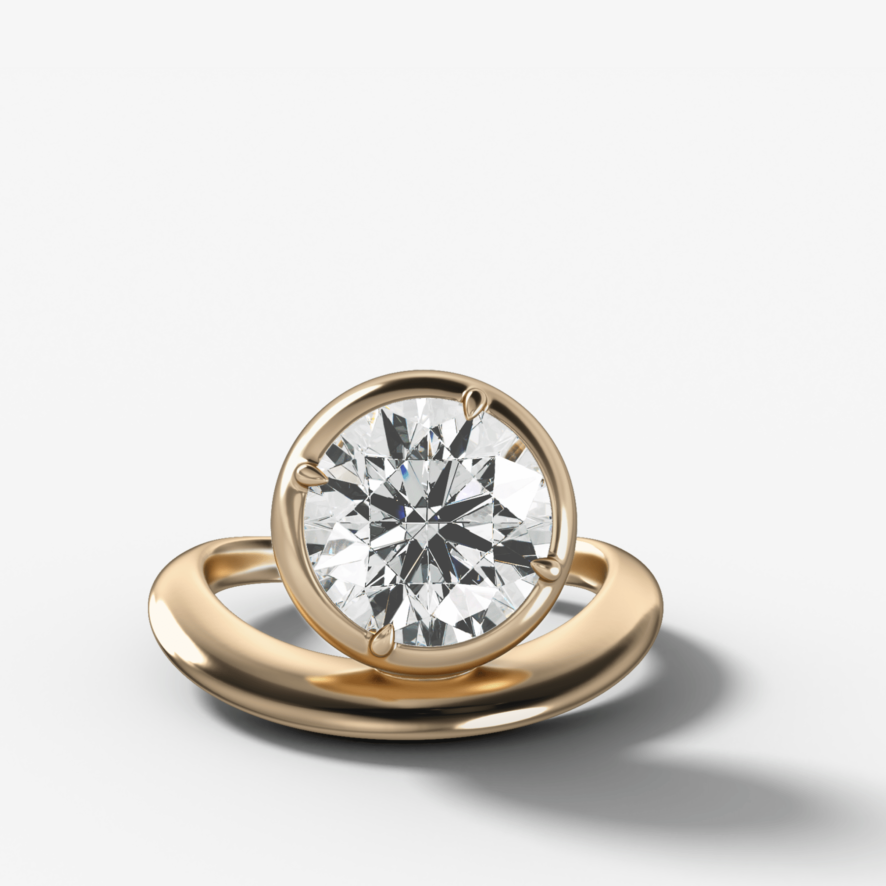 Contoured Club Engagement Ring with a Round Cut Diamond - GOODSTONE
