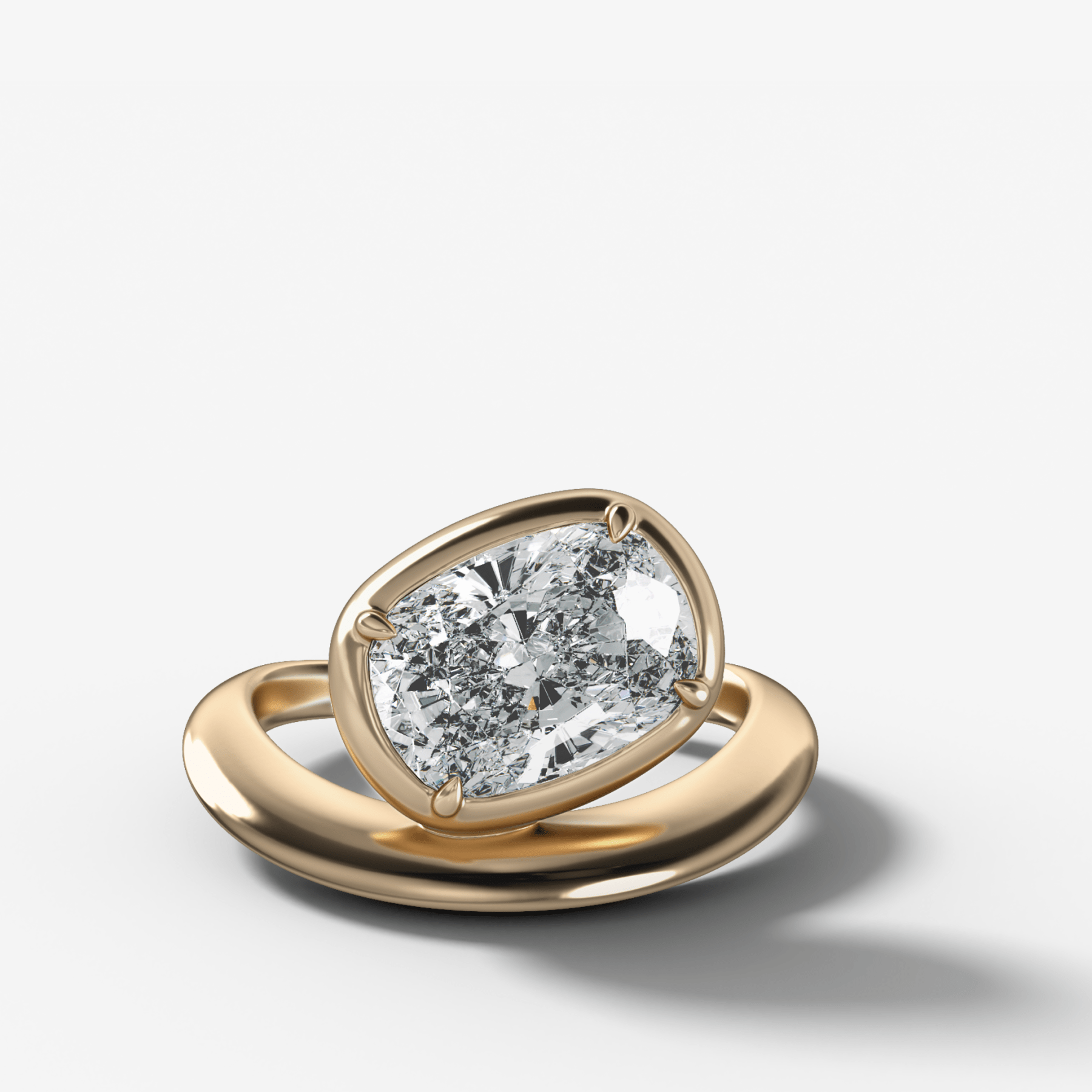 Contoured Club Engagement Ring with an Elongated Cushion Cut Diamond - GOODSTONE