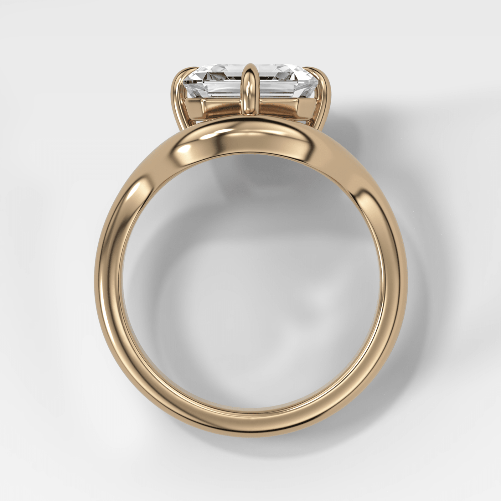 Contoured Compass Set Engagement Ring with Asscher Cut Diamond - GOODSTONE
