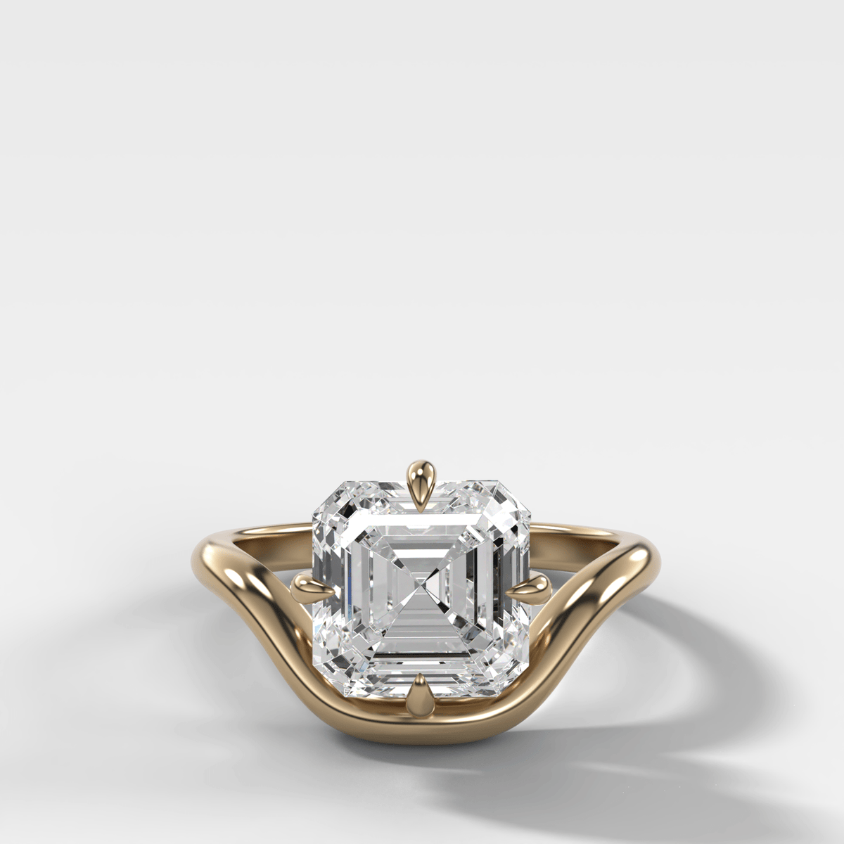 Contoured Compass Set Engagement Ring with Asscher Cut Diamond - GOODSTONE