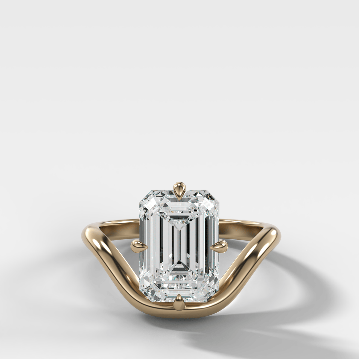 Contoured Compass Set Engagement Ring with Emerald Cut Diamond - GOODSTONE – Yellow Gold