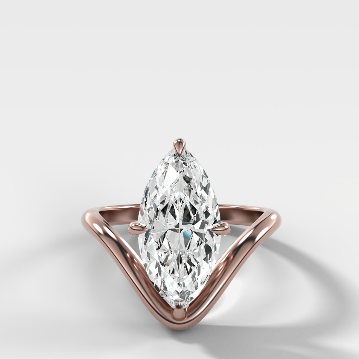 Contoured Compass Set Engagement Ring with Marquise Cut Diamond - GOODSTONE – Rose Gold