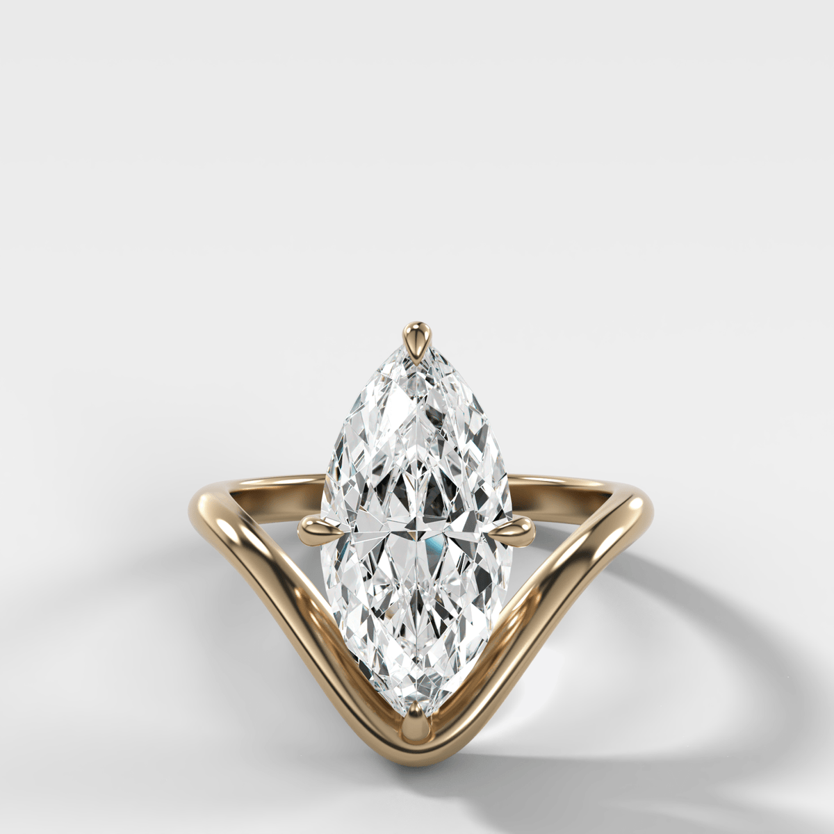 Contoured Compass Set Engagement Ring with Marquise Cut Diamond - GOODSTONE