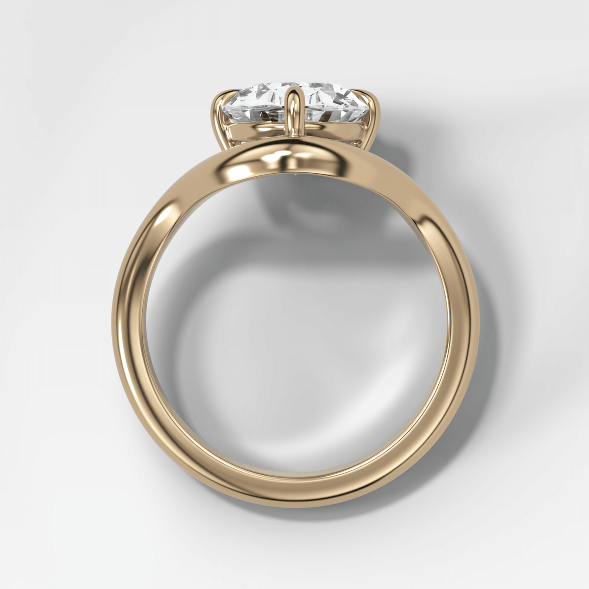 Contoured Compass Set Engagement Ring with Oval Cut Diamond - GOODSTONE – view 2 of 4