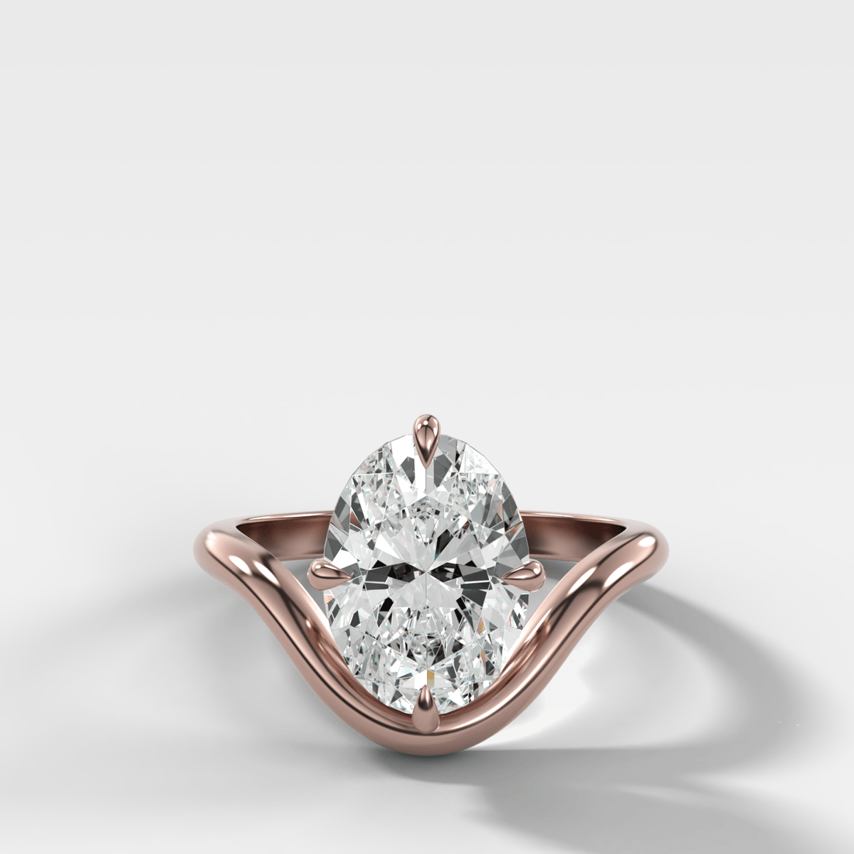 Contoured Compass Set Engagement Ring with Oval Cut Diamond - GOODSTONE – Rose Gold
