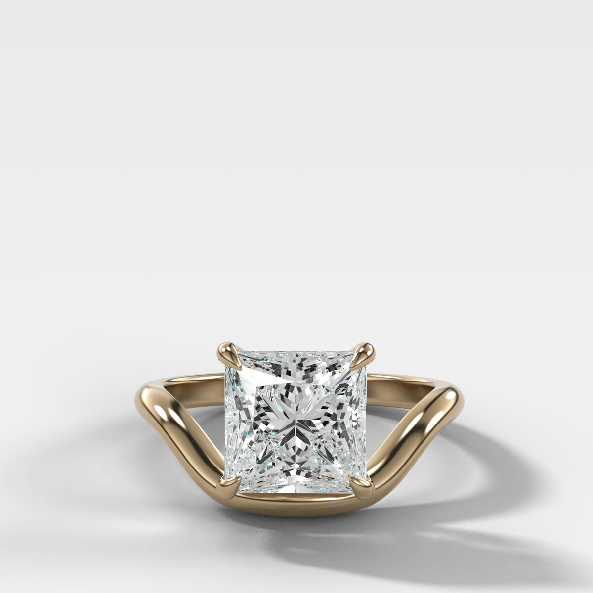 Contoured Compass Set Engagement Ring with Princess Cut Diamond - GOODSTONE