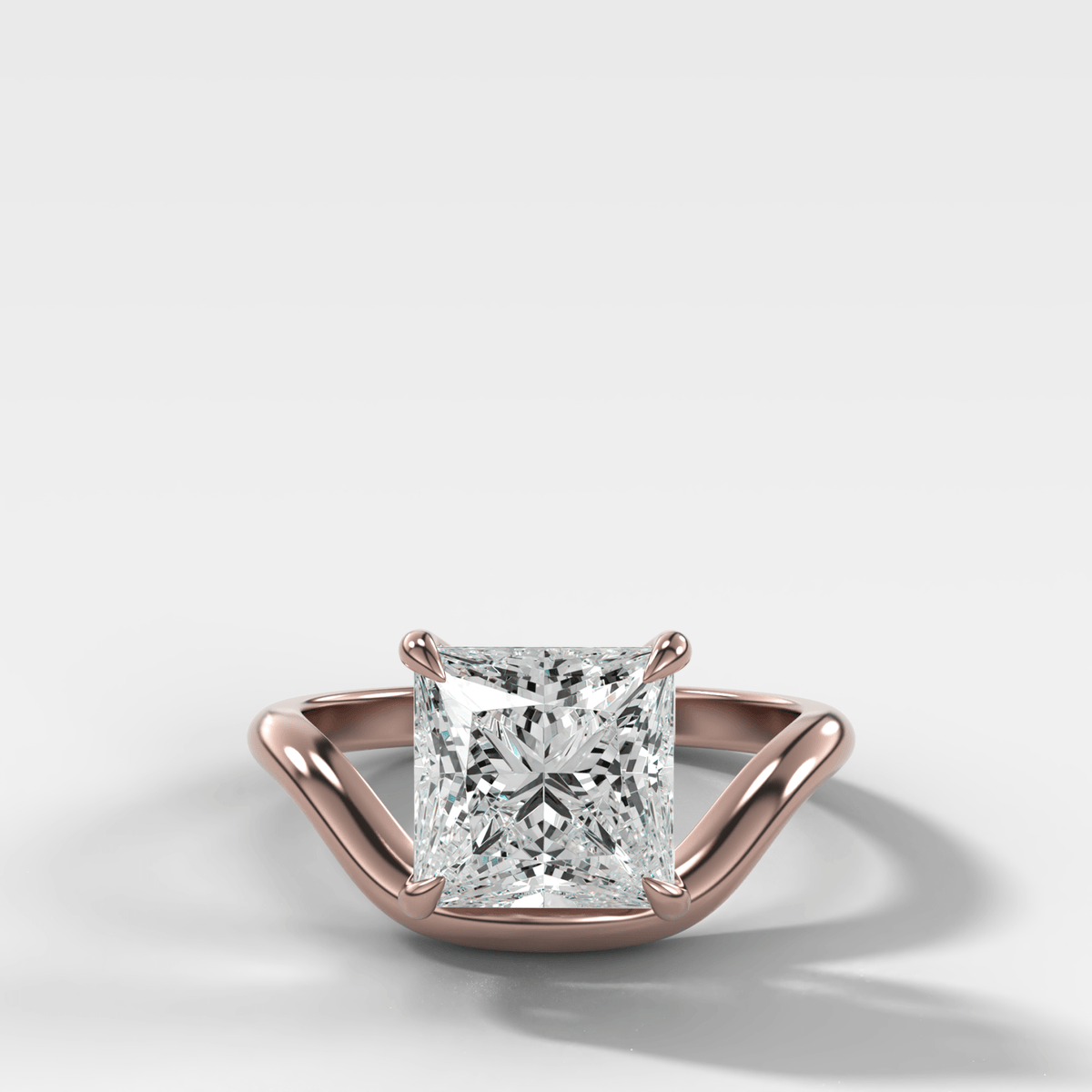 Contoured Compass Set Engagement Ring with Princess Cut Diamond - GOODSTONE – Rose Gold