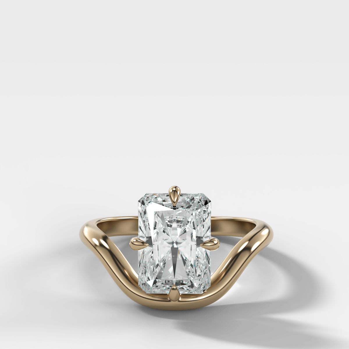 Contoured Compass Set Engagement Ring with Radiant Cut Diamond - GOODSTONE