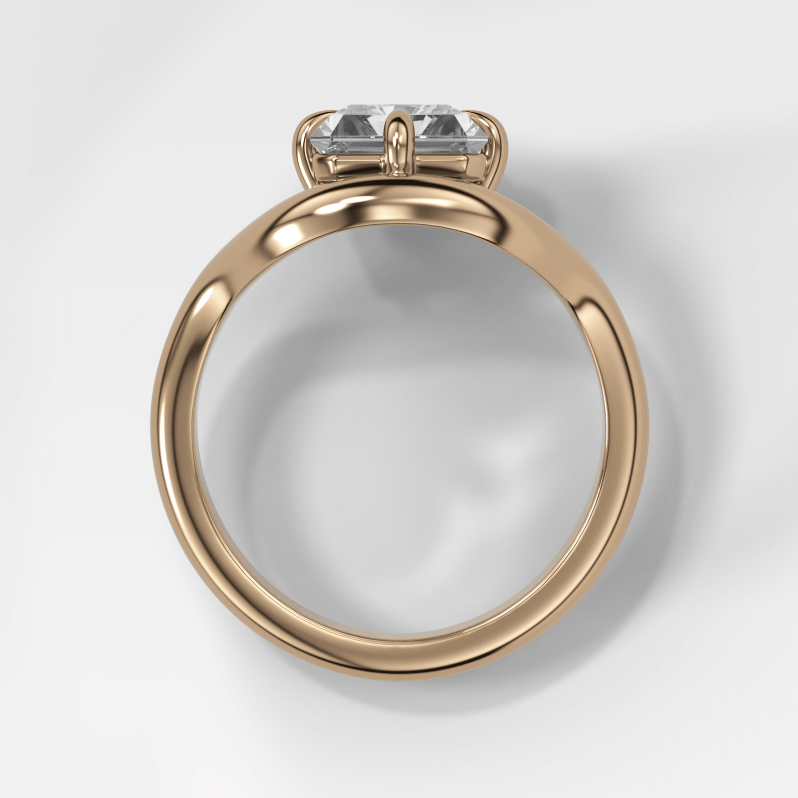 Contoured Compass Set Engagement Ring with Radiant Cut Diamond - GOODSTONE