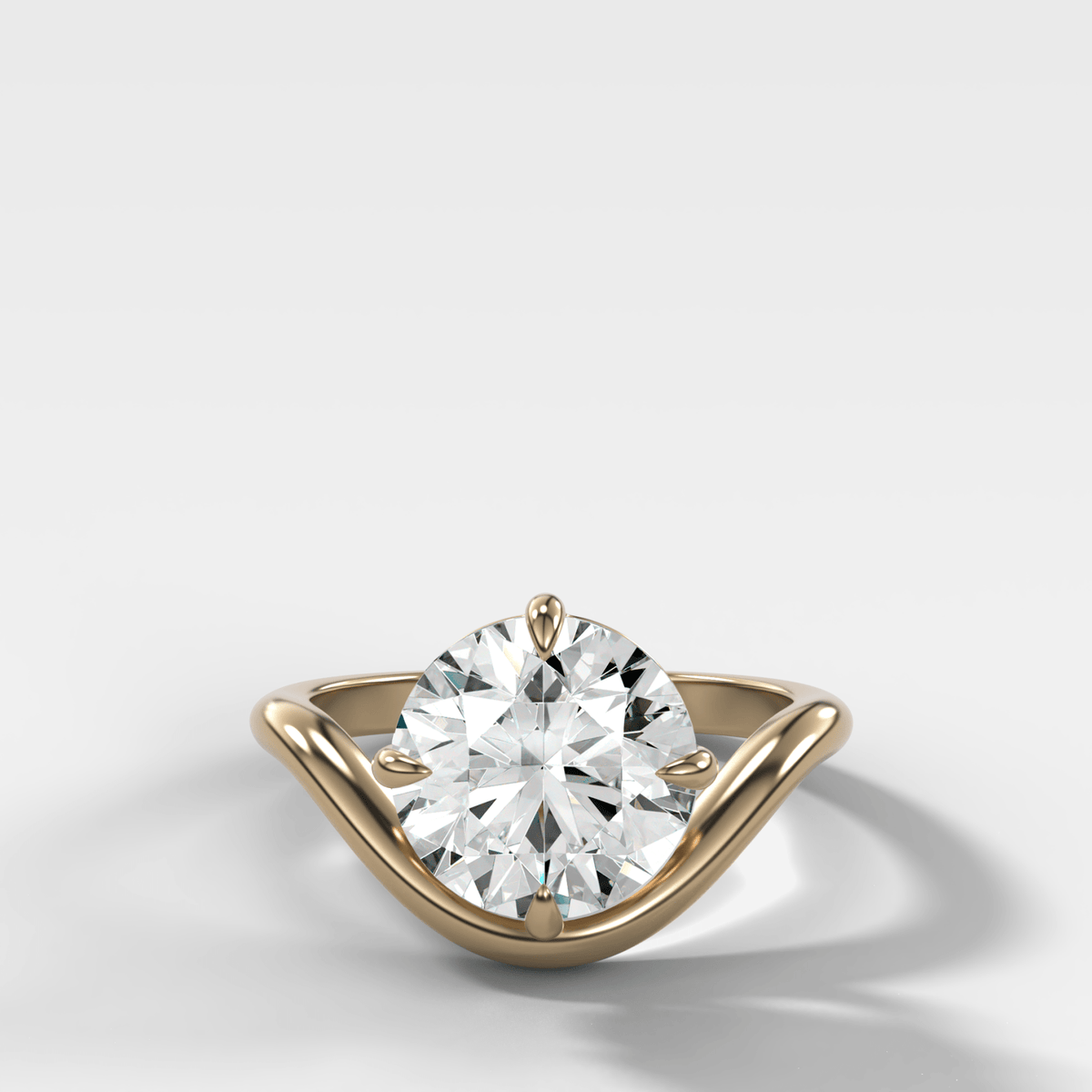 Contoured Compass Set Engagement Ring with Round Cut Diamond - GOODSTONE – Yellow Gold