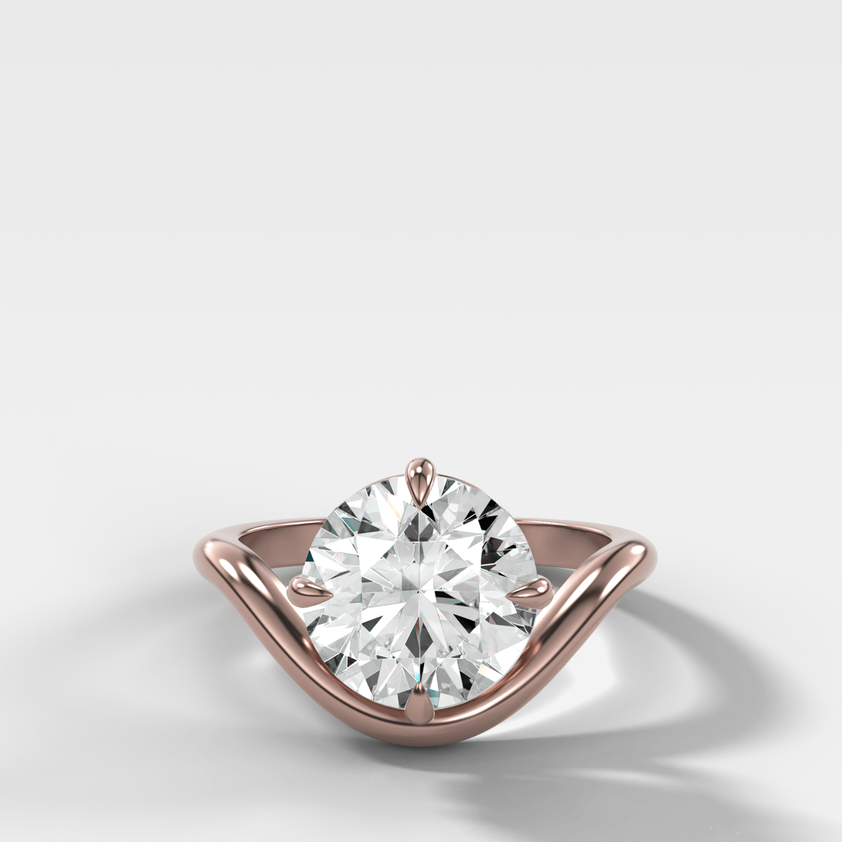 Contoured Compass Set Engagement Ring with Round Cut Diamond - GOODSTONE – Rose Gold