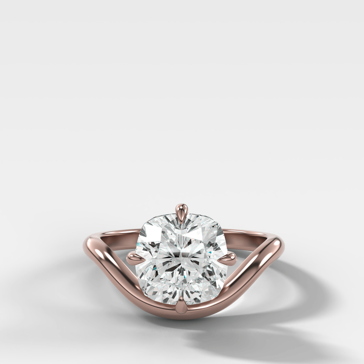 Contoured Compass Set Engagement Ring with Square Cushion Cut Diamond - GOODSTONE – Rose Gold