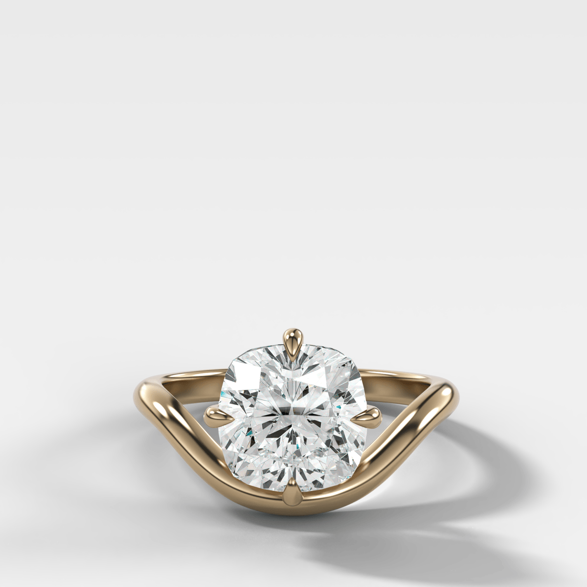 Contoured Compass Set Engagement Ring with Square Cushion Cut Diamond - GOODSTONE – Yellow Gold